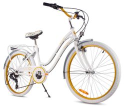 sun baby HEART BIKE Børnecykel 24 tommer - 7 gear Shimano -bagagebærer, metalskærme, V-bremse, kædeskærm - Hvid Guld