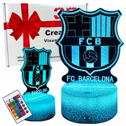 Natlampe til børn med FC Barcelonas våbenskjoldslogo 16 LED'er 3D + fjernbetjening