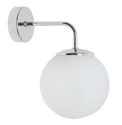 Siena krom vägglampa 1 matt vit lampskärm E14