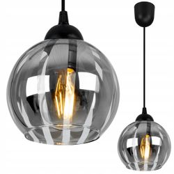 Elegant hänglampa i krom med glaskula lampskärm