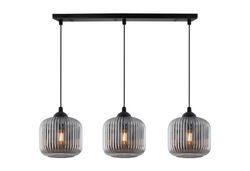 RIFFLE SVART HÄNGLAMPA 3 PLATTA GRAFITLAMPSKÄRMAR CYLINDER E27