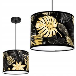 Taklampa med lampskärm gyllene blommor LED
