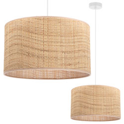 VIT HÄNGLAMPA I ROTTING 1 PLAT LAMPSKÄRM I ROTTING 35 CM