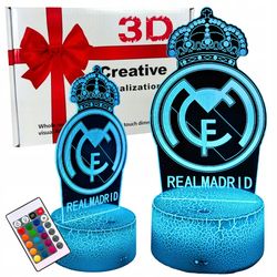 Real Madrids våbenskjoldslogo natlampe til børn 16 LED 3D + fjernbetjening