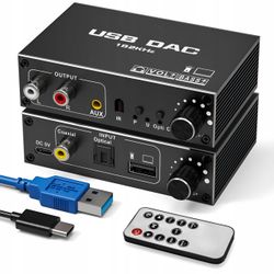 LYDKONVERTER USB DAC TOSLINK KOAKSIAL CINCH AUX EKSTERNT LYDKORT
