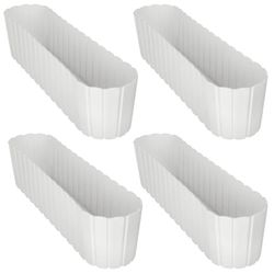 Oval urtepottekasse til altan terrasse blomster rustik hvid 60 cm 4 stk.