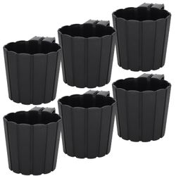 Balkonurtepotte til balustrade med terrasseholder antracit 15 cm 6 stk.