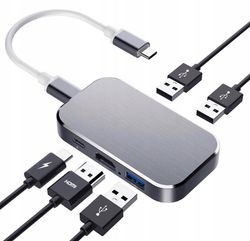 USB-C-KESKITIN -> HDMI 3xUSB 3.0 PD 4K M1 -SOVITIN 5in1 Thunderbolt 3