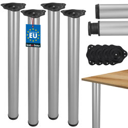 KOTARBAU® Justerbare Bordben 71-74,5 cm Stål Sølv Aluminium Sæt med 4