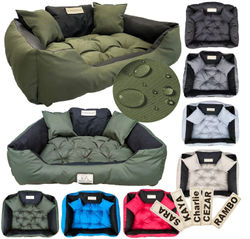 Hundeseng kennel KINGDOG 100x75 cm personaliseret vandtæt grøn