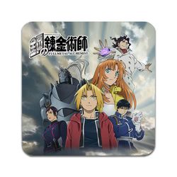 Glasbrikker (4-pak): Manga Fullmetal Alchemist, stilrene bordskånere med unikke og levende motiver