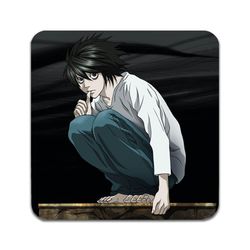 Glasbrikker (2-pak): Manga Death Note L, stilrene bordskånere med unikke og levende motiver