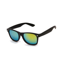 Retro Wayfarer solbriller Black Mirror Glass Gold + Senile Cord