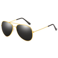 Gold Aviator Pilot Sunglasses Black Glass + Senile Cord