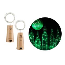 2-pack LED lyssløyfelamper belysning for flasker med dekorasjon