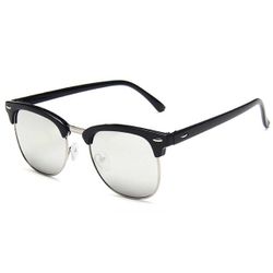 Black Clubmaster solbriller Silver Mirror Glass + Senile ledning