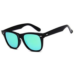 Black Wayfarer solbriller grønt speilglass + senil ledning