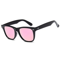 Black Wayfarer solbriller rosa speilglass + senil ledning