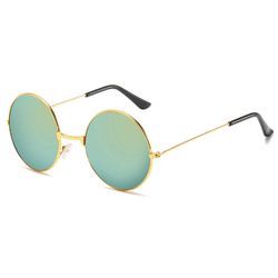 Runde solbriller gull speilglass + senil streng