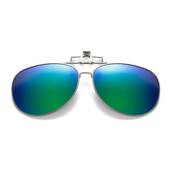 Flip Up Polarized Pilot Clip-On solbriller metallblå