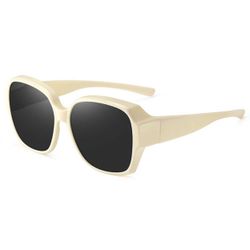 Polarized Suncovers Solbriller Over Briller Hvit/Beige
