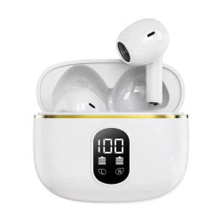 TWS Trådløse In-Ear Hodetelefoner ENC, Bluetooth 5.3, LCD-skjerm og Touchkontroller Hvit