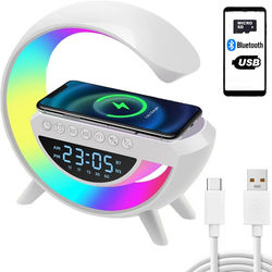 Trådløs Lader 15W med RGB Nattlampe, Bluetooth Høyttaler og FM-radio