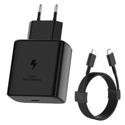 25W USB C Hurtiglader med 1m Type C-kabel – Kompatibel med Samsung Galaxy, iPhone og iPad (USB-C) Svart