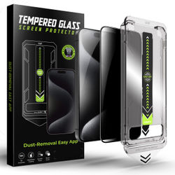 Personvern Herdet glass skjermbeskyttelse for iPhone 15 Pro – 9H ripebestandig, enkel, boblefri montering
