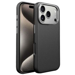Tynt TPU-deksel med lærfinish til iPhone 17 Pro Max – Svart