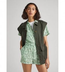 Pepe Jeanstil kvinder. PL230461 Jumpsuit Fiora grøn (XS), Casual, Viscose, Korte ærmer, Bæredygtig