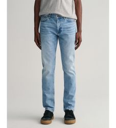 Ganttil mænd. 1000260 Blå slim fit-jeans (40/32), Casual, Bomuld, Denim, Bæredygtig