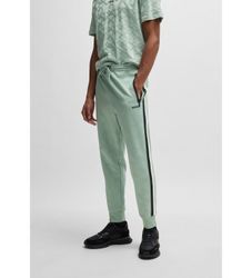 BOSStil mænd. 50537373 Sweatpants med afslappet pasform og grønne jacquardvævede cirkler (XS), Casual, Polyester