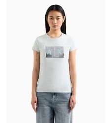 A|X Armani Exchangetil kvinder. 8NYTDLYJ73ZU9093 Lysegrøn kortærmet T-shirt (M), Casual, Bomuld, Korte ærmer