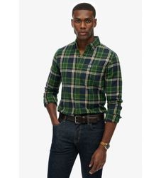 Superdrytil mænd. M4011047A Grøn skovhugger-skjorte (S), Casual, Bomuld, Lange ærmer