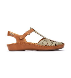 Pikolinostil kvinder. 655-0841C1 Halvåbne lædersko med velcrolukning P. Vallarta green (39), 1-3 cm, Spænder, Casual, Grøn