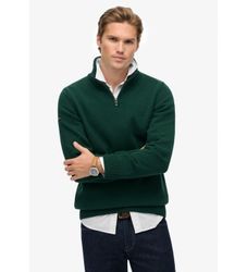 Superdrytil mænd. M6110706A Jumper med halv lynlås grøn (XL), Casual, Bomuld, Lange ærmer
