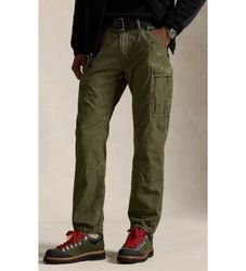 Polo Ralph Laurentil mænd. 710974518001 Cargo-bukser i lærred Classic Fit grøn (40/34), Casual, Bomuld