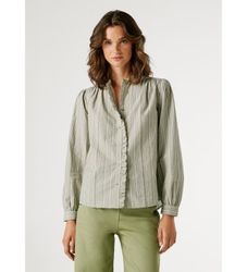 Pepe Jeanstil kvinder. PL3051402 Bluse Aliya grøn skjorte (L), Casual, Bomuld, Klassisk, Lange ærmer