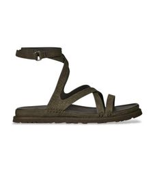 UGGtil kvinder. 1178570 GoldenGaze præget ankel wrap grønne sandaler (36), Læder, Fast, Spænder, Casual