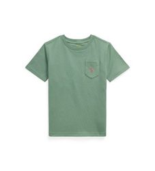 Polo Ralph Laurentil drenge. 322970333503 Strikket T-shirt i bomuld med lomme grøn (5años= 117/123cm), Casual, Korte ærmer, børnetøj