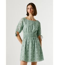 Pepe Jeanstil kvinder. PL9537792 Grøn Chiara-kjole (M), Casual, Bomuld, Korte ærmer