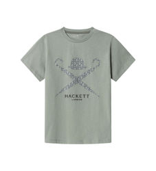 Hackett Londontil drenge. HK5000029 Grøn T-shirt med Tiger-logo (13Años= 157cm), Casual, Bomuld, Korte ærmer, børnetøj