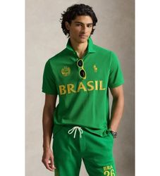 Polo Ralph Laurentil mænd. 710B21594001 Grøn Polo-trøje fra Brasilien (S), Casual, Bomuld, Korte ærmer
