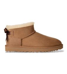 UGGtil kvinder. 1185491 Ultra Mini Bailey Bow lammeskindsstøvletter i brun (36), Læder, Fast, Ruskind, Ingen, Casual, Afslappet