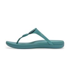 Fitfloptil kvinder. A5W-053 Solay Glossy-Disc Toe sandaler grøn (40), Læder, Fast, Ingen, Casual, Turkis