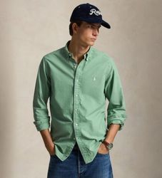 Polo Ralph Laurentil mænd. 710805564514 Grøn farvet oxfordskjorte med Custom Fit (XL), Casual, Bomuld, Lange ærmer