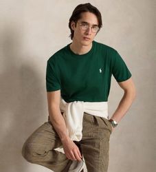 Polo Ralph Laurentil mænd. 710671438531 Mørkegrøn strikket Custom Slim Fit T-shirt (L), Casual, Bomuld, Korte ærmer