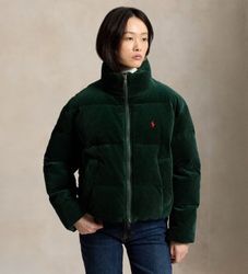 Polo Ralph Laurentil kvinder. 211B20376002 Grøn dunforet fløjlsjakke (S), Casual, Bomuld