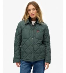 Superdrytil kvinder. W5011992A Grøn quiltet Chore Liner-jakke (L), Casual, Genanvendt polister